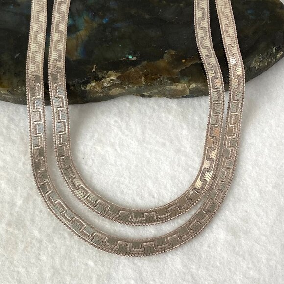 Milor Sterling Silver Italy Patterned Smooth Reversible Herringbone Chain 36" - Picture 5 of 16